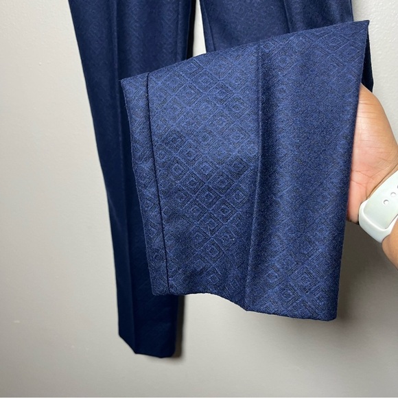 Your 6th Sense‎ Women Wool Trouser Pants 6 Blue Jacquard Office Business - Picture 4 of 10